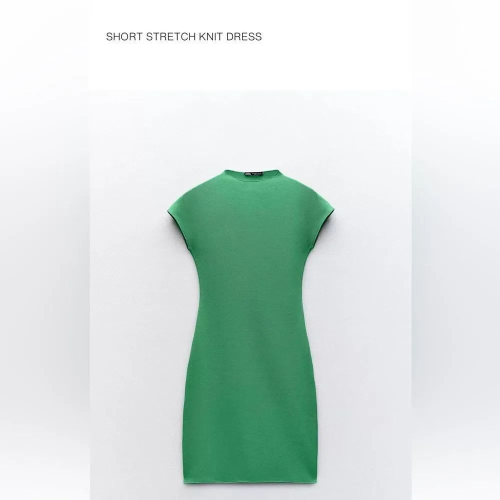 Zara stretch knit Green Mini Dress - Picture 1 of 3